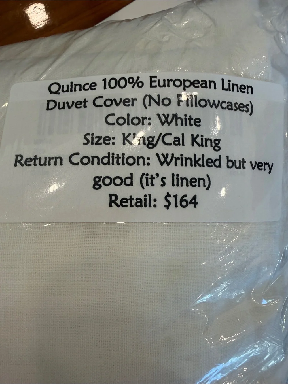 Quince 100% European Linen Duvet Cover - White (King/Cal King) - Luxury!!!